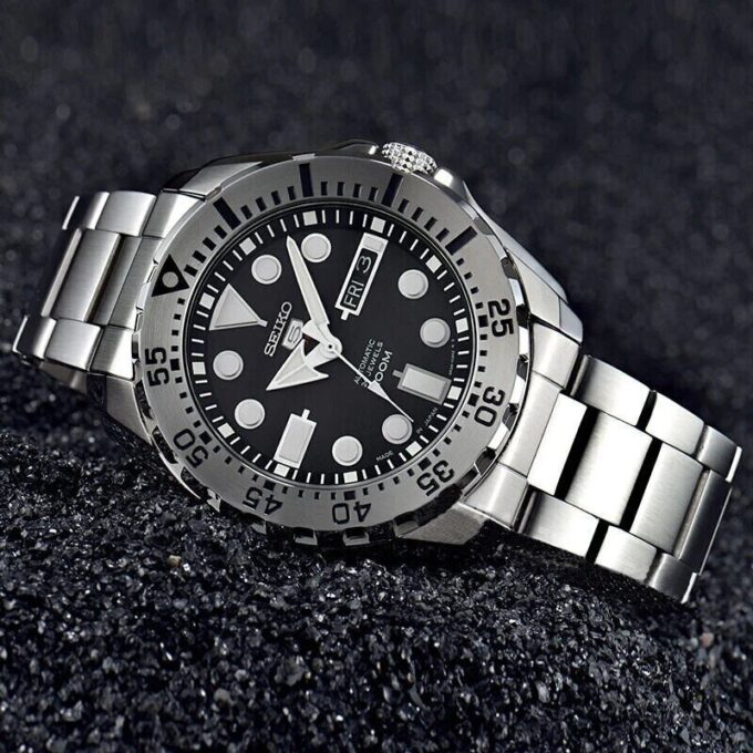 Automático Mecânico Water Ghost À prova de água Desportivo para homem Placa preta Cinto de aço Preto