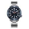 N.º 5 Relógio mecânico automático com bracelete de aço estreita Azul