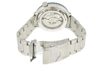 N.º 5 Relógio mecânico automático com bracelete de aço estreita Azul