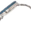 N.º 5 Relógio mecânico automático com bracelete de aço estreita Azul