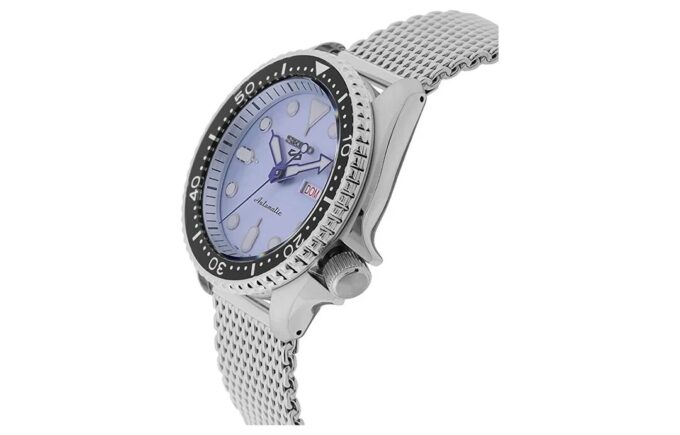 N.º 5 Relógio mecânico automático à prova de água com bracelete em aço Azul Prateado
