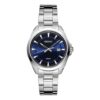 Relógio azul com pulseira em aço, estilo business casual e à prova de água