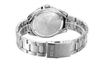 Relógio azul com pulseira em aço, estilo business casual e à prova de água
