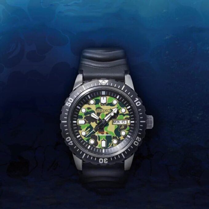 Relógio de mergulho mecânico BAPE X Seiko Crossover