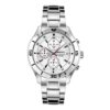 Relógio de quartzo com mostrador branco e bracelete em aço, à prova de água até 100 metros, estilo casual-profissional, com três mostradores