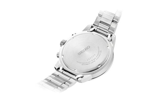 Relógio de quartzo com mostrador branco e bracelete em aço, à prova de água até 100 metros, estilo casual-profissional, com três mostradores