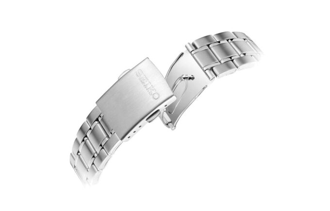 Relógio de quartzo com mostrador branco e bracelete em aço, à prova de água até 100 metros, estilo casual-profissional, com três mostradores
