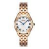 Relógio de quartzo à prova de água 5 ATM com mostrador azul e branco e bracelete em ouro rosa