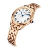 Relógio de quartzo à prova de água 5 ATM com mostrador azul e branco e bracelete em ouro rosa