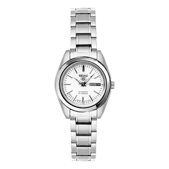 Relógio mecânico automático Business 5 com calendário, à prova de água, branco