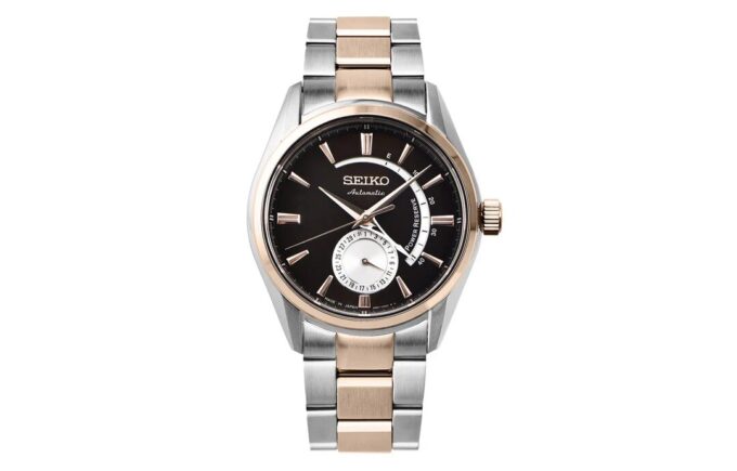 Relógio mecânico de aço com bracelete, estilo business casual