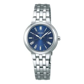 Relógio mecânico de estilo minimalista Mostrador azul Bracelete em aço prateado