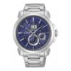 Série Premier Casual Business Relógio de quartzo à prova de água Mostrador azul Bracelete de aço