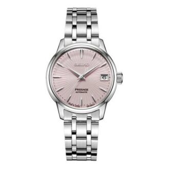 Série Presage 50 à prova de água, creme, mecânico, rosa