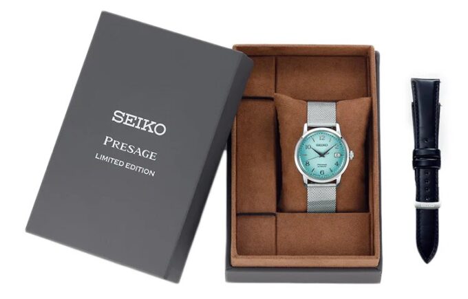 Série Presage Relógio com bracelete em aço Azul