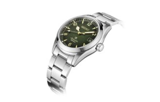 Série Prospex Relógio mecânico de aço com pulseira, resistente à água até 200 metros, movimento 6R35 e mostrador céu estrelado